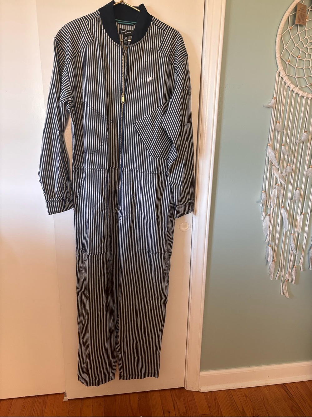 Houston White Striped Utility Jumpsuit - Blue & White